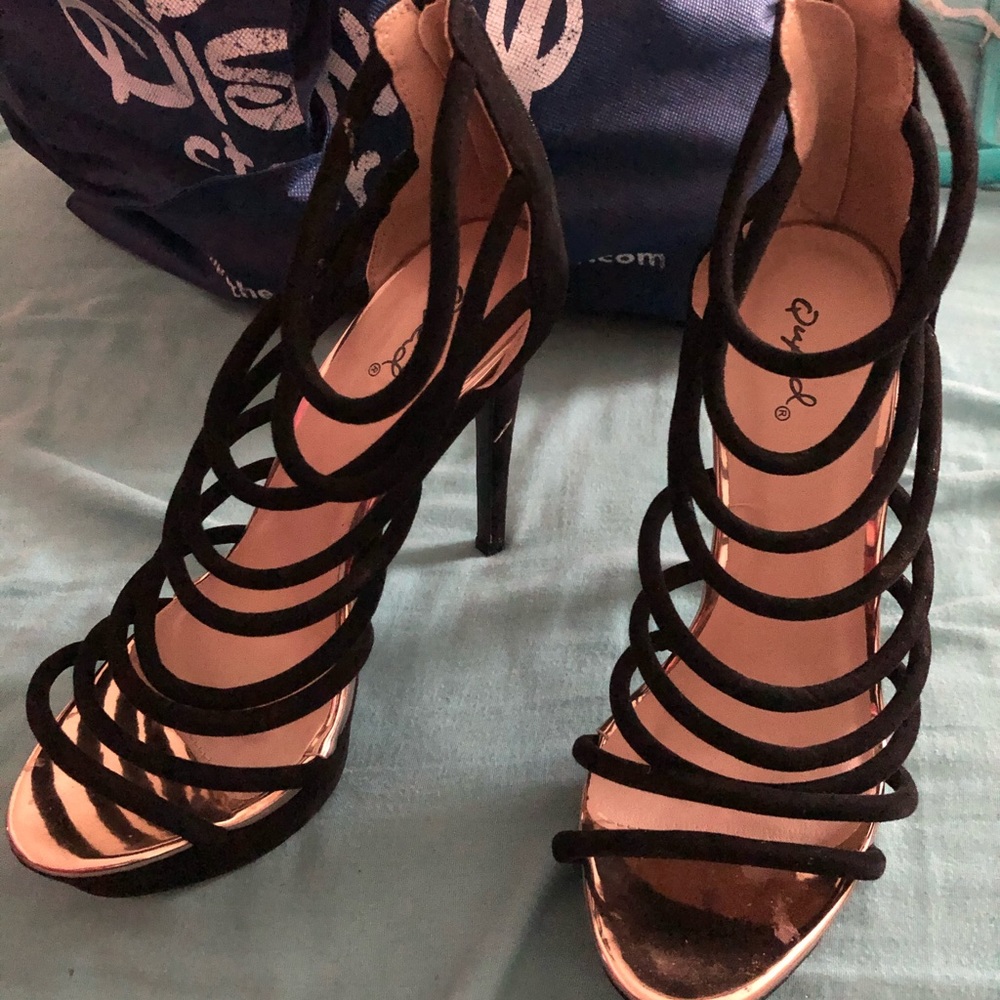 Black and rose gold shoes